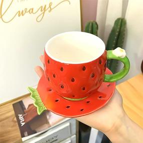 img 3 attached to 🍓 Strawberry Coffee Ceramic Cappuccino by Noviko