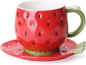 img 4 attached to 🍓 Strawberry Coffee Ceramic Cappuccino by Noviko