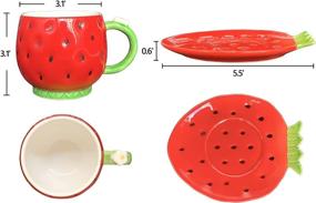 img 2 attached to 🍓 Strawberry Coffee Ceramic Cappuccino by Noviko