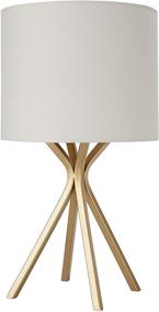 img 4 attached to 💡 Top-selling Amazon Brand Rivet Gold Bedside Table Desk Lamp – 18 Inches with Linen Shade and Light Bulb Included