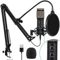 🎙️ upgraded 2021 usb condenser microphone for computer-gaming, podcasting, live streaming, and youtube recording-karaoke on pc-plug & play with adjustable metal arm stand-ideal gift, silver logo