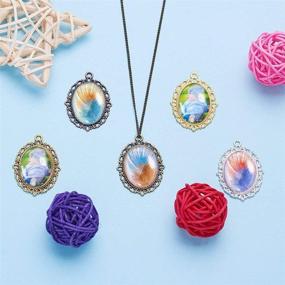 img 2 attached to 📿 PH PandaHall Pendant Tray Kit - 60pcs, 30pcs Oval Pendant Trays Bezel in 5 Colors, 30pcs 25 x 18mm Clear Glass Cabochon Dome Tiles for DIY Wedding Bouquet Photo Charm Jewelry Making