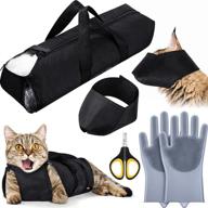 🐱 set of 4 cat grooming restraint bags + gloves, pet nail clippers, muzzles, and cleaning tools for bathing, nail trimming, and carrying - ideal for cats and dogs logo