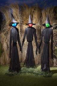 img 2 attached to 🎃 The Lakeside Collection Light-Up Witches Halloween Yard Decorations: Set of 3 with LED Lights