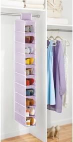 img 3 attached to 👜 mDesign Soft Fabric Closet Organizer - Convenient Over Rod Hanging Storage Unit for Shoes, Handbags, Clutches, and Accessories