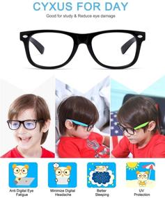 img 2 attached to 👓 Cyxus Kids' Anti Eyestrain Eyewear with Blue Light Blocking & UV Protection | Black Frame Glasses