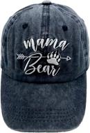 lokidve women's mama bear arrow baseball hat: embroidered denim mom cap with washed finish logo