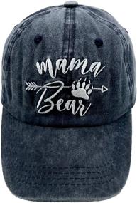 img 4 attached to LOKIDVE Women's Mama Bear Arrow Baseball Hat: Embroidered Denim Mom Cap with Washed Finish