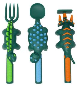 img 4 attached to 🦕 Constructive Eating Dinosaur Set - Safe Utensils for Toddlers and Kids | Made in the USA