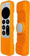 silicone airtag compatible protective case for apple tv 4k siri remote 2nd gen (orange) logo