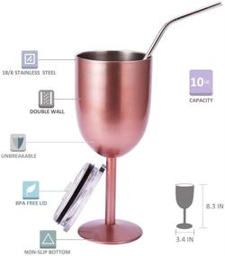 img 3 attached to 🍷 10oz Rose Gold Stainless Steel Wine Tumbler with Lid and Straw - Double Walled Vacuum Insulated Cups for Friendship, Christmas, Birthdays - Ideal Gifts for Women, Men, Friends, Dad, Mom