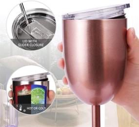 img 2 attached to 🍷 10oz Rose Gold Stainless Steel Wine Tumbler with Lid and Straw - Double Walled Vacuum Insulated Cups for Friendship, Christmas, Birthdays - Ideal Gifts for Women, Men, Friends, Dad, Mom