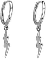 925 sterling silver lightning bolt hoop earrings: fashionable dangle charms for women, teen girls - delicate, cute punk jewelry with flashy style - perfect gift for best friends logo