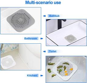 img 1 attached to YIMSGO Стопор для волос в сливной отверстие 2 шт.: Силиконовое покрытие для душа/ванны - квадратный стопор для ванны, кухни и ванной комнаты (серый/белый)