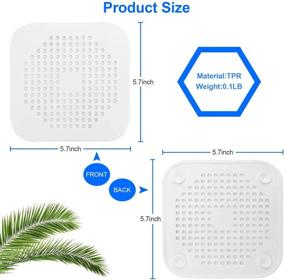 img 3 attached to YIMSGO Стопор для волос в сливной отверстие 2 шт.: Силиконовое покрытие для душа/ванны - квадратный стопор для ванны, кухни и ванной комнаты (серый/белый)