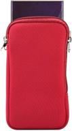 📱 neoprene cell phone pouch sleeve carrying case - iphone 12 mini, samsung galaxy, alcatel - red-s logo