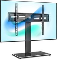 📺 fitueyes universal tv stand/base with swivel mount for 50-85 inch flat screen tv, 100° swivel, 4-level height adjustable, tempered glass base, holds up to 143lbs screens logo