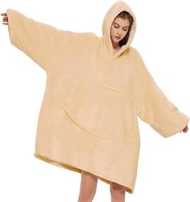 img 4 attached to Adults' Oversized Sherpa Plush Wearable Hoodie Blanket Sweatshirt for Men and Women