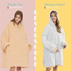 img 1 attached to Adults' Oversized Sherpa Plush Wearable Hoodie Blanket Sweatshirt for Men and Women