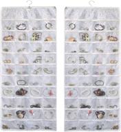 💍 hanging jewelry organizer with 80 clear pvc pockets for effective jewelry storage (white) логотип