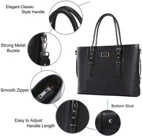 img 2 attached to MOSISO Black PU Leather Laptop Tote Bag for Women 13-13.3 inch