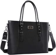 mosiso black pu leather laptop tote bag for women 13-13.3 inch logo