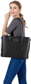 img 1 attached to MOSISO Black PU Leather Laptop Tote Bag for Women 13-13.3 inch