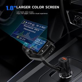 img 3 attached to 🚗 Nulaxy KM29 Bluetooth FM Transmitter: 1.8 Inch Display Car Charger Adapter with Hands-free Kit, QC3.0, 5V/2.4A, USB Drive & SD Card Support