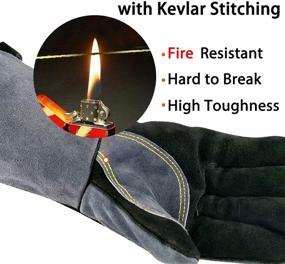 img 3 attached to WZQH Stitching Resistant Fireplace Glove Black Gray