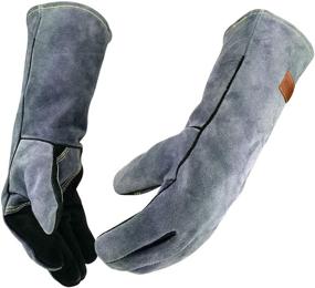 img 4 attached to WZQH Stitching Resistant Fireplace Glove Black Gray