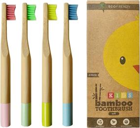 img 4 attached to EcoFrenzy Kids Bamboo Toothbrush - Child Size Soft BPA Free Color Safe Bristles (4-Pack) - Enhance SEO