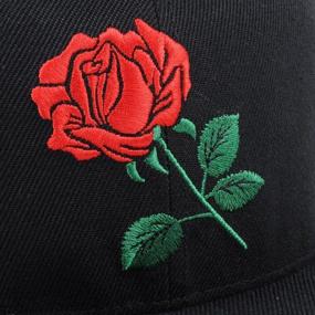 img 2 attached to 🧢 AUNG CROWN Embroidered Rose Flat Bill Snapback Hats for Men and Women - Adjustable Baseball Caps