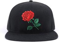 🧢 aung crown embroidered rose flat bill snapback hats for men and women - adjustable baseball caps logo