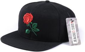 img 3 attached to 🧢 AUNG CROWN Embroidered Rose Flat Bill Snapback Hats for Men and Women - Adjustable Baseball Caps