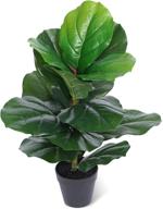 small artificial fiddle leaf fig tree - 20 inch faux ficus lyrata plant - plastic indoor/outdoor fake tree in pot for home decor, q050 logo