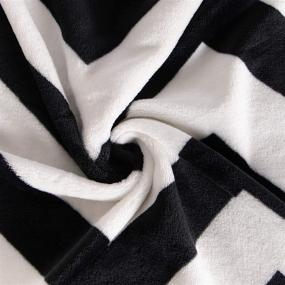 img 3 attached to Cozy up with NTBAY Flannel Full/Queen Blanket – Super Soft Black and White Chevron Patterned Bed Blanket in 90 x 90 Inches