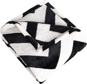 img 2 attached to Cozy up with NTBAY Flannel Full/Queen Blanket – Super Soft Black and White Chevron Patterned Bed Blanket in 90 x 90 Inches
