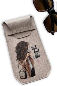 img 2 attached to 🕶️ Sunglass Pouch Beige Vegan Leather Eyewear Holder for Women - Fashion Illustration