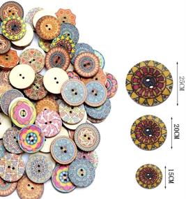 img 3 attached to Tslinc 400 PCS Wood Buttons: Mixed Random Flower Painting Round 2 Holes 🔘 Decorative Wooden Buttons for Sewing Crafts and DIY Sewing Craft Decorative 15mm, 20mm, 25mm