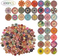 tslinc 400 pcs wood buttons: mixed random flower painting round 2 holes 🔘 decorative wooden buttons for sewing crafts and diy sewing craft decorative 15mm, 20mm, 25mm logo