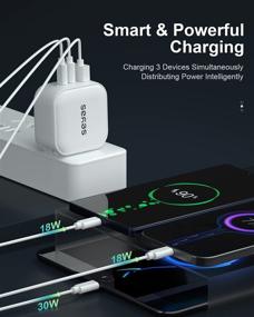 img 1 attached to 🔌 Powerful Seyas 66W USB C Fast Charger with GaN Technology - 3 Port Foldable PD Wall Adapter for iPad Pro, AirPods Pro, Switch, Samsung, and More (White)