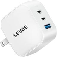 🔌 powerful seyas 66w usb c fast charger with gan technology - 3 port foldable pd wall adapter for ipad pro, airpods pro, switch, samsung, and more (white) logo