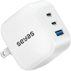 img 4 attached to 🔌 Powerful Seyas 66W USB C Fast Charger with GaN Technology - 3 Port Foldable PD Wall Adapter for iPad Pro, AirPods Pro, Switch, Samsung, and More (White)