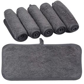 img 4 attached to KinHwa Reusable Makeup Removing Cloths – Soft Microfiber Face Cleansing Towels Effortlessly 🧖 Remove Cosmetics Using Only Water – 6 x 12 inches, 6 Pack in Dark Gray