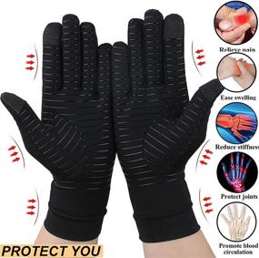 img 2 attached to 🧤 Copper Compression Full Finger Arthritis Gloves - Touch Screen Enabled for Men & Women