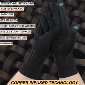 img 3 attached to 🧤 Copper Compression Full Finger Arthritis Gloves - Touch Screen Enabled for Men & Women