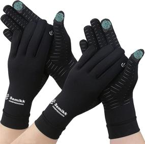 img 4 attached to 🧤 Copper Compression Full Finger Arthritis Gloves - Touch Screen Enabled for Men & Women