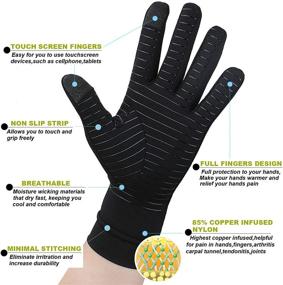 img 1 attached to 🧤 Copper Compression Full Finger Arthritis Gloves - Touch Screen Enabled for Men & Women