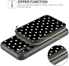 img 1 attached to 📱 ZVE Apple iPhone Xs/X Zipper Wallet Case - Leather Shockproof Cover with Credit Card Slot, Polka Dot Design