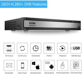 img 1 attached to 📹 ZOSI 1080p Lite 16 Channel Security DVR - Hybrid 4-in-1 CCTV Recorder with Motion Detection, Remote Control, Email Alarm, 2TB Hard Drive Included